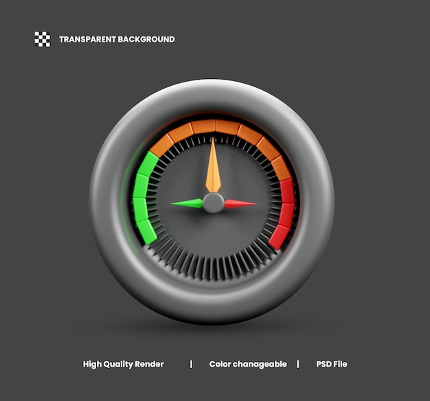 PSD illustration de l'icône 3d du compteur de vitesse de la voiture