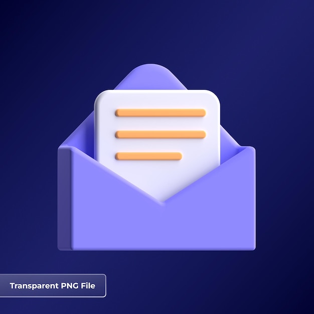 Illustration de l'icône 3D du courrier électronique