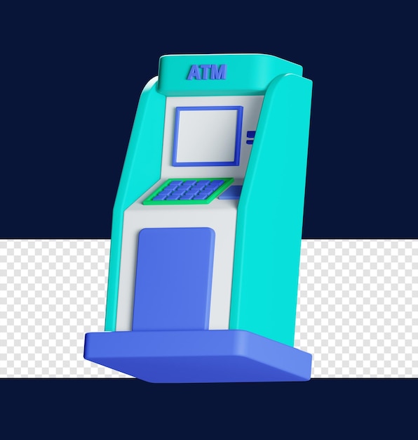 PSD illustration de l'icône 3d du distributeur automatique de billets