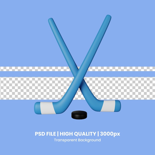 Illustration de l'icône 3D du hockey sur glace PSD