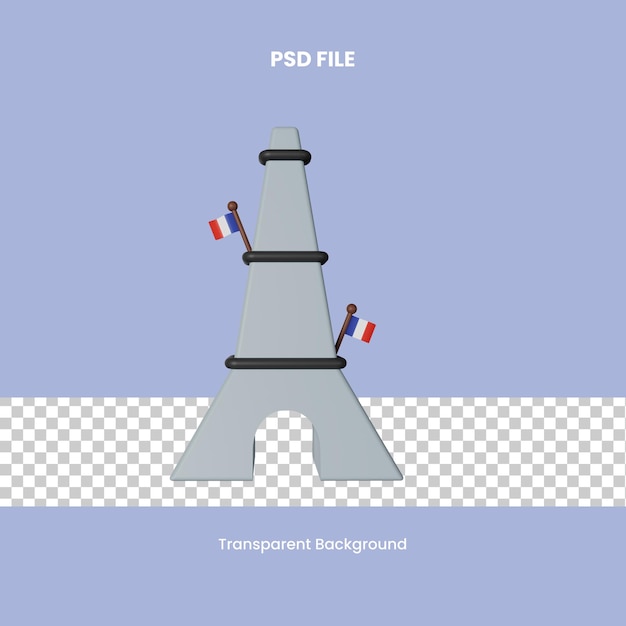 PSD illustration de l'icône 3d du jour de la bastille