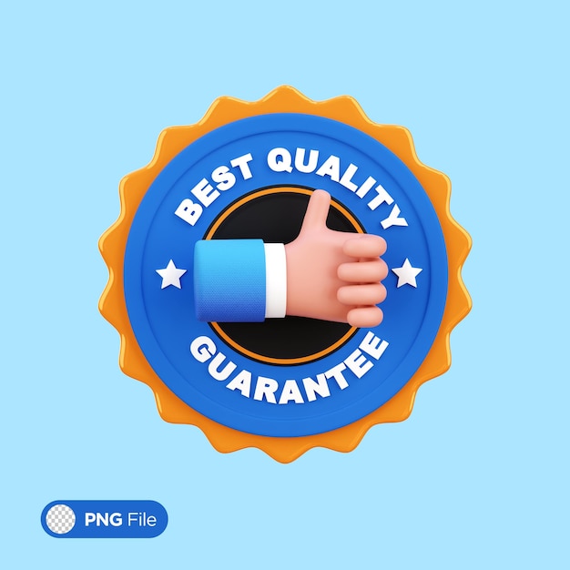 Illustration de l'icône 3D du meilleur badge de qualité