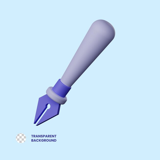 Illustration de l'icône 3D du stylo plume PSD