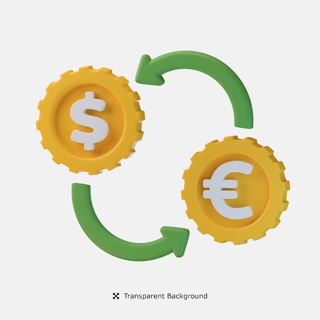 Illustration de l'icône 3D de l'échange de devises