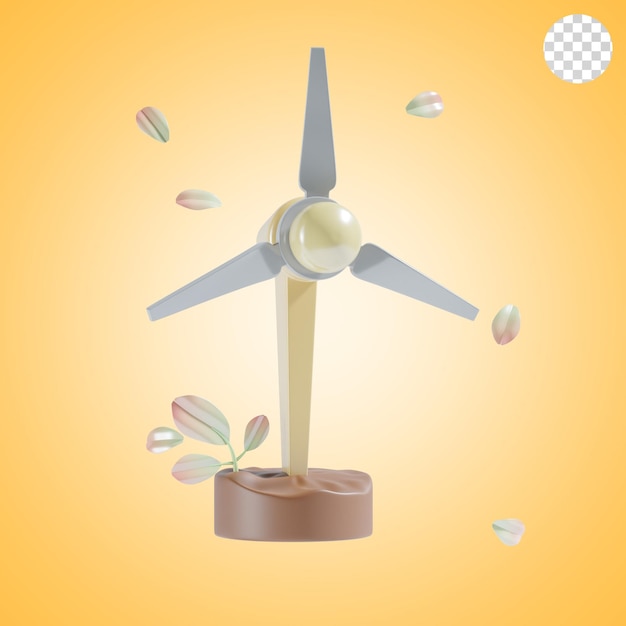 PSD illustration de l'icône 3d de l'énergie éolienne