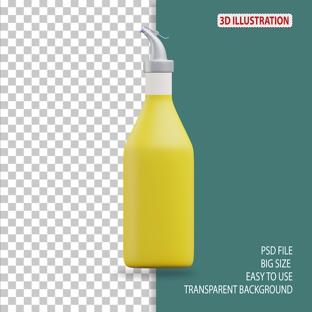 PSD illustration d'icône 3d d'épicerie à l'huile de cuisson avec fond transparent