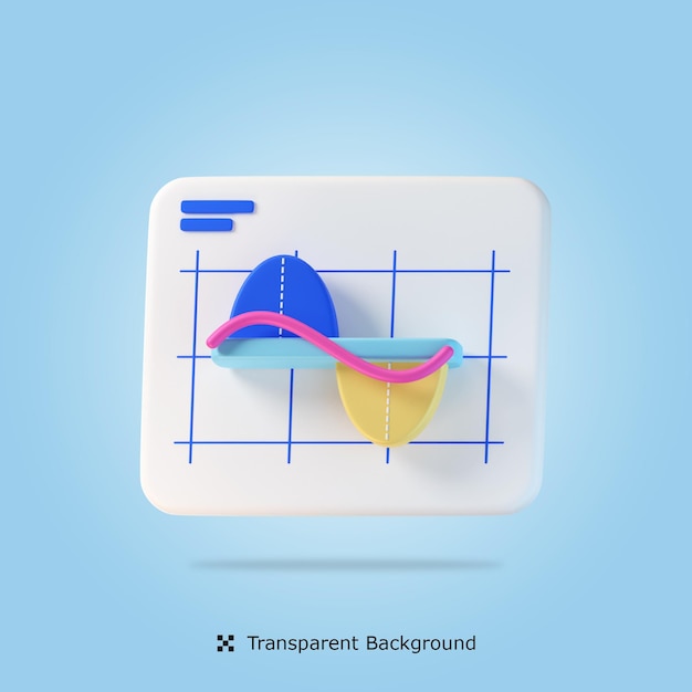 PSD illustration d'icône 3d de graphique d'onde
