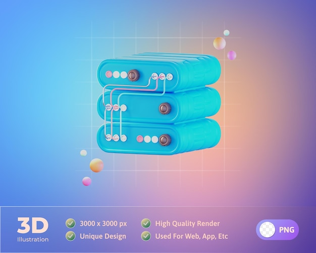 PSD illustration de l'icône 3d des informations système de la base de données