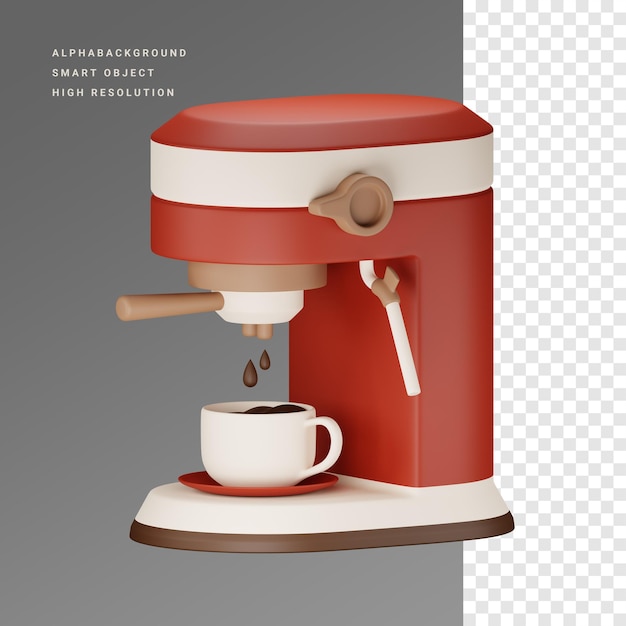 Illustration d'icône 3d de machine à café