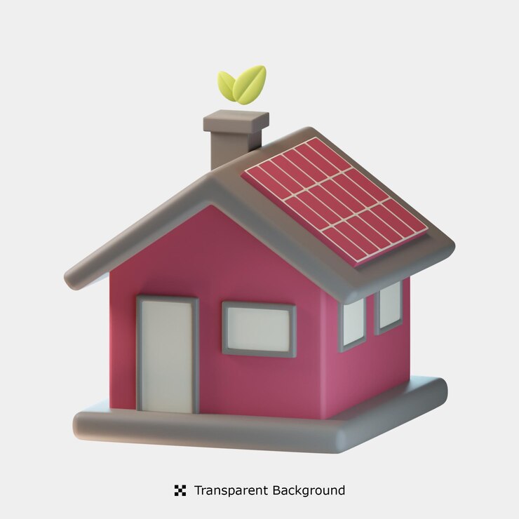 PSD illustration d'icône 3d de maison solaire