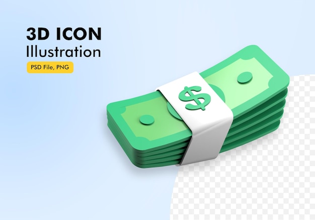 illustration d'icône 3d de pile d'argent