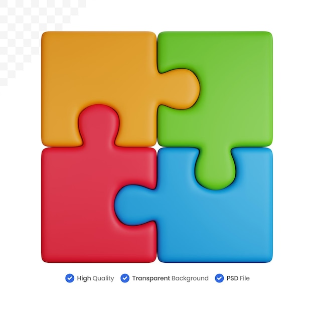 Illustration d'icône 3D Puzzles colorés