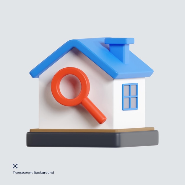 Illustration d'icône 3d de recherche de propriété