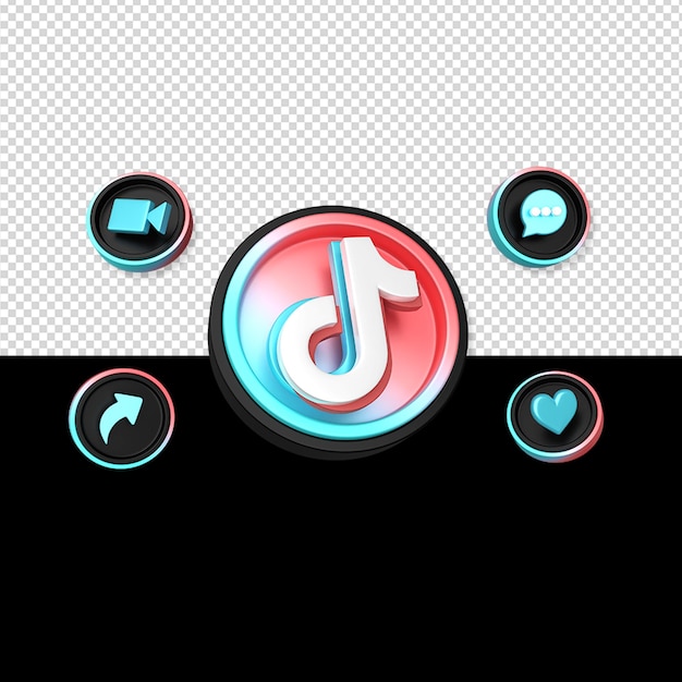 PSD illustration d'icône 3d tiktok