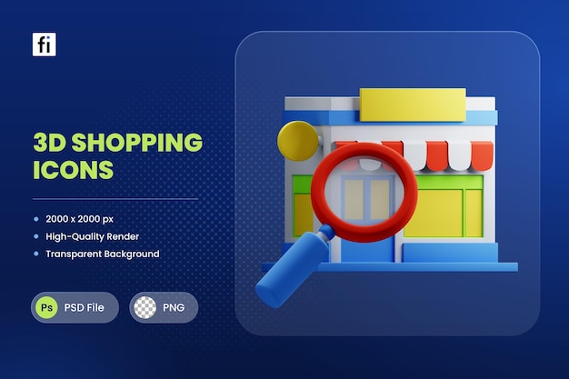 Illustration d'icône 3D Trouver un magasin près de chez moi