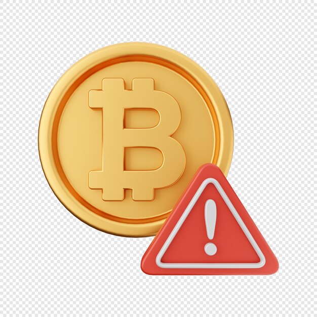 illustration d'icône d'alerte bitcoin 3d