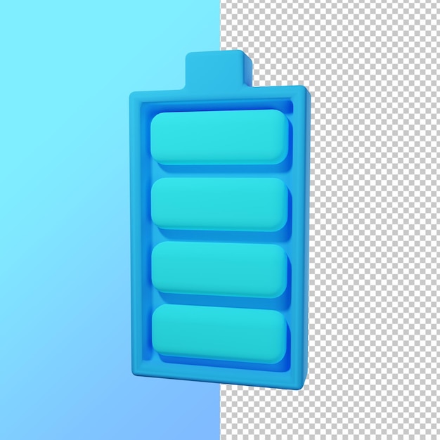 Illustration d'icône de batterie pleine de rendu 3D