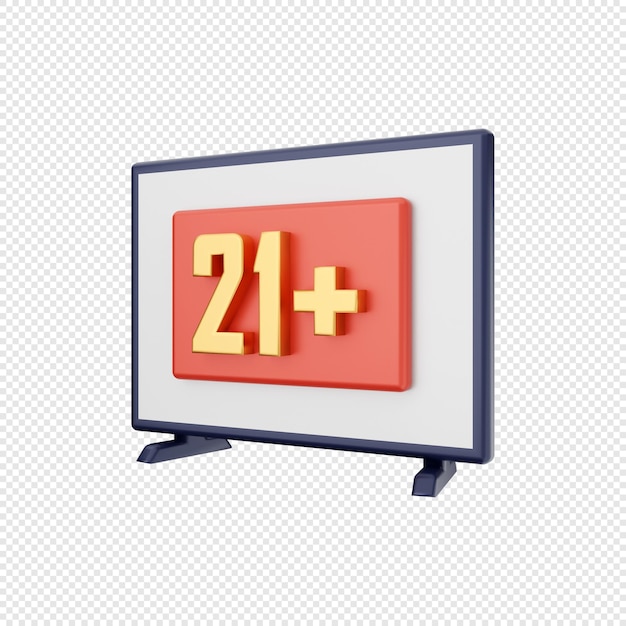 PSD illustration d'icône de canal 3d smart tv 21 plus