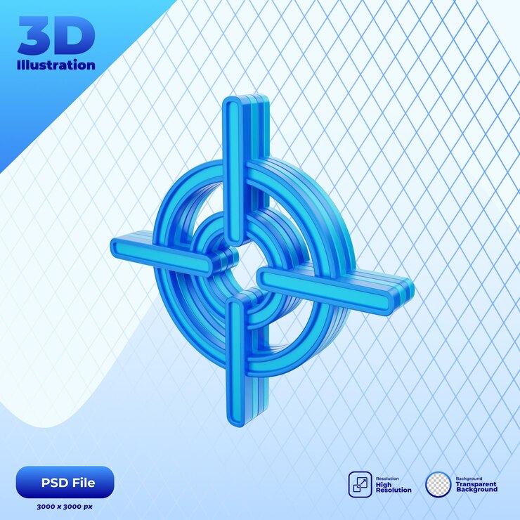 PSD illustration de l'icône cible 3d