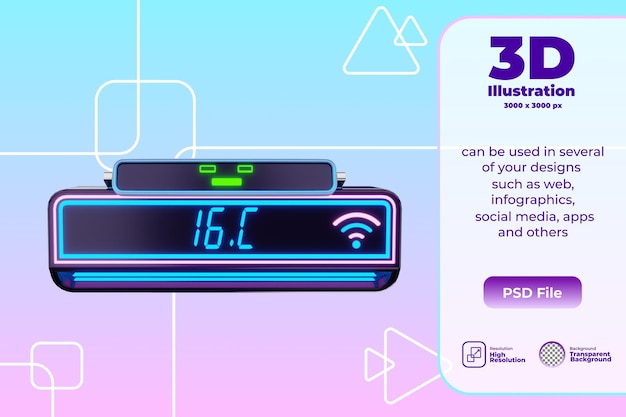 Illustration D'icône De Climatiseur Intelligent 3d