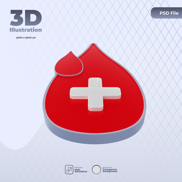 Illustration d'icône de don de sang 3D