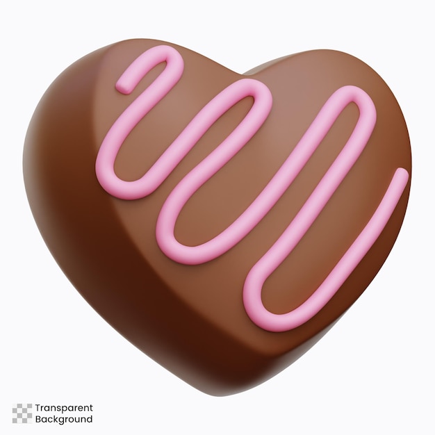 PSD illustration de l'icône du cœur au chocolat en 3d