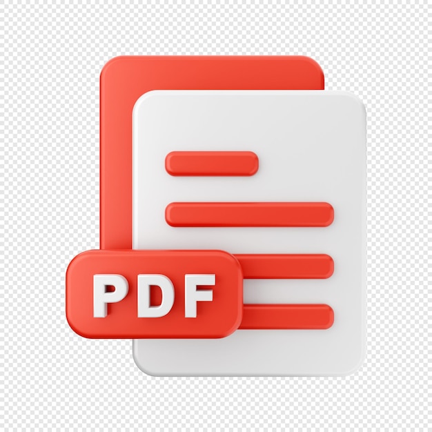 PSD illustration de l'icône du format pdf du fichier 3d