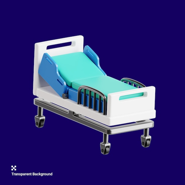 Illustration de l'icône du lit d'hôpital de confort du patient en 3D