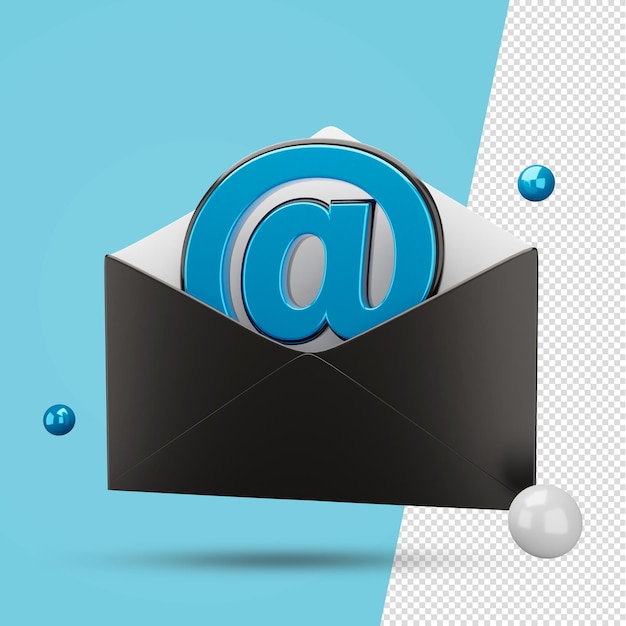 PSD illustration de l'icône de l'enveloppe du message électronique 3d