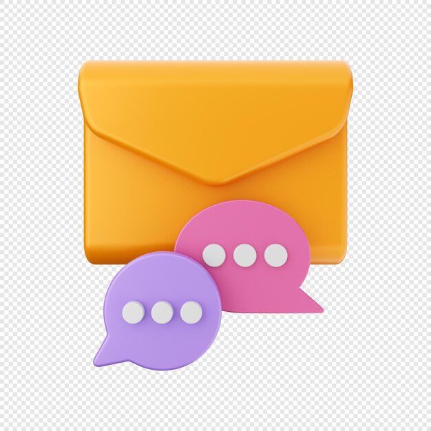PSD illustration d'icône d'enveloppe de message électronique 3d
