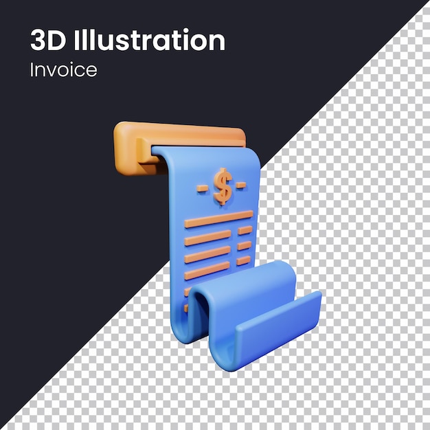 PSD illustration d'icône de facture de rendu 3d psd