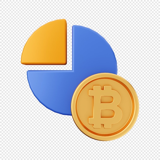 Illustration D'icône Graphique Bitcoin 3d