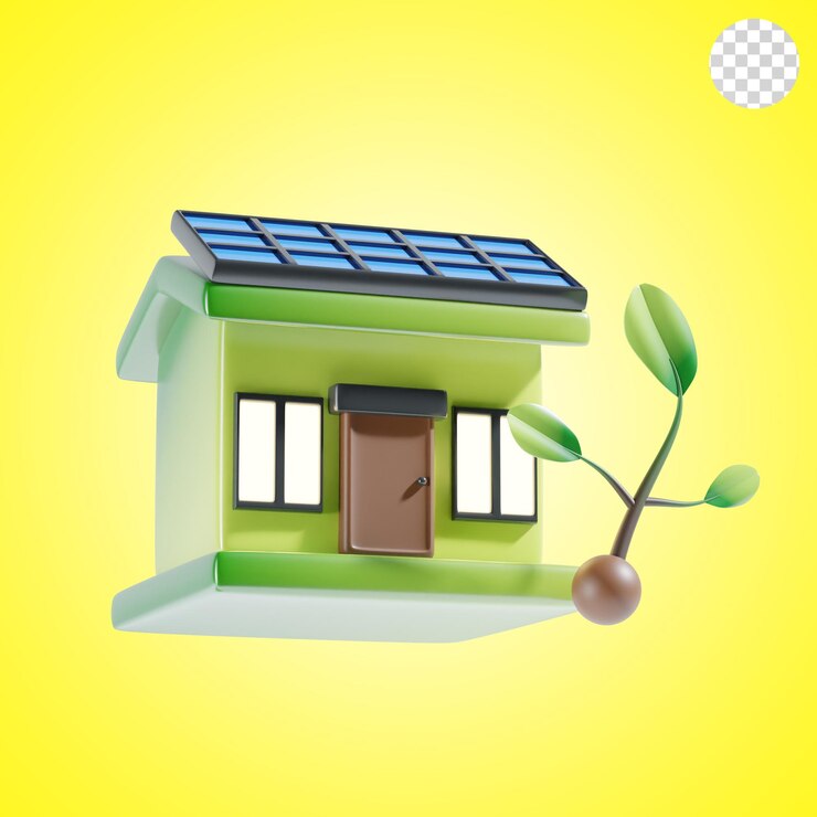 PSD illustration de l'icône de la maison solaire en 3d