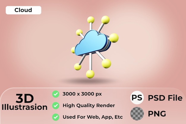 illustration d'icône de nuage 3d.