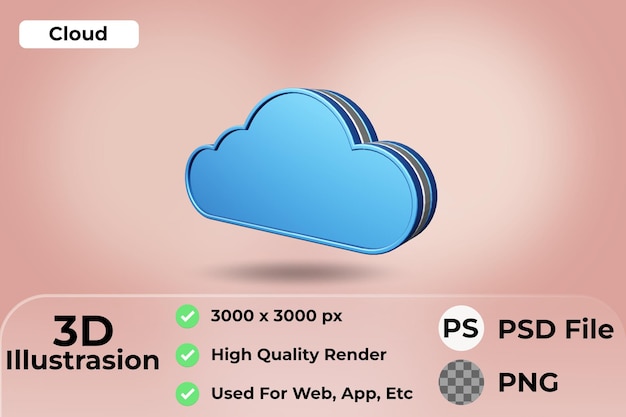 illustration d'icône de nuage 3d.