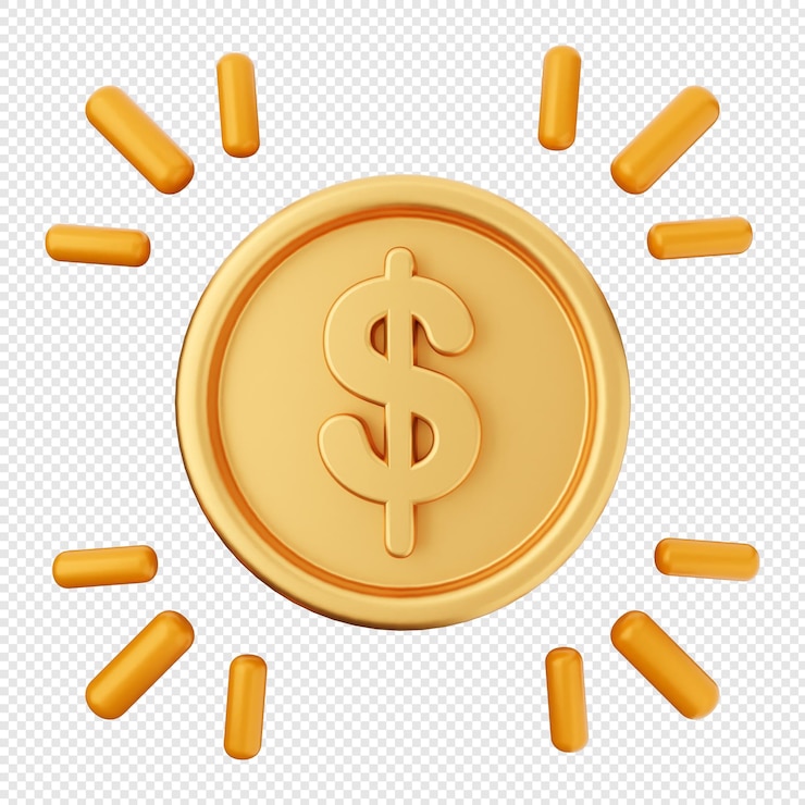 PSD illustration de l'icône de la pièce en dollars 3d