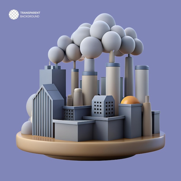 Illustration de l'icône de la pollution de l'air en 3D