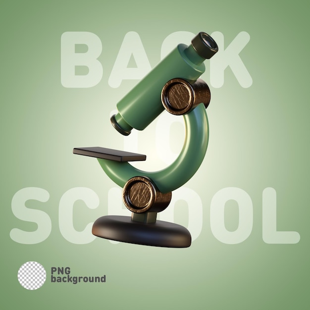 Illustration d'icône PSD School Microscope 3d Icônes de concept de retour à l'école