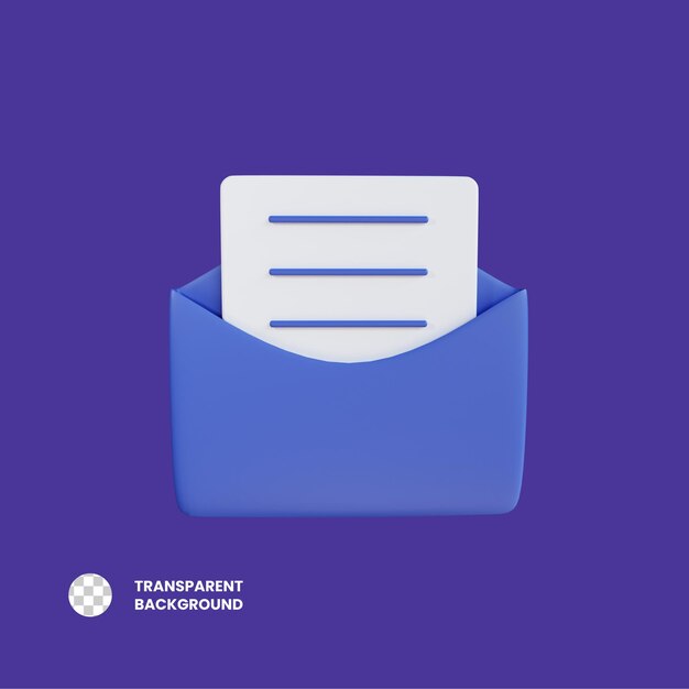 Illustration d'icône de rendu 3D de courrier