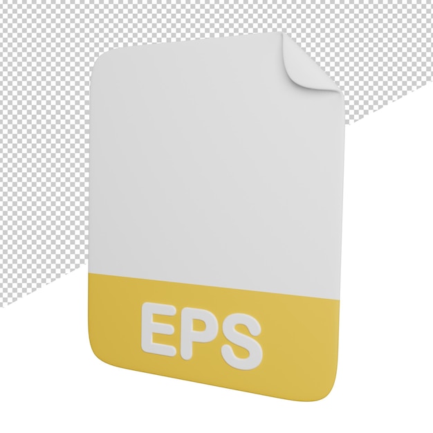 Illustration de l'icône de rendu 3d du fichier de document EPS vue latérale sur fond transparent