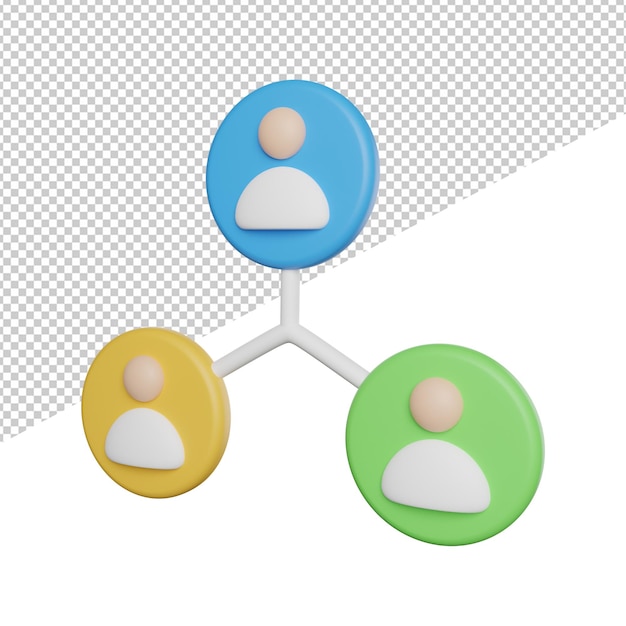 Illustration d'icône de rendu 3d vue de côté de connexion de travail d'équipe sur fond transparent