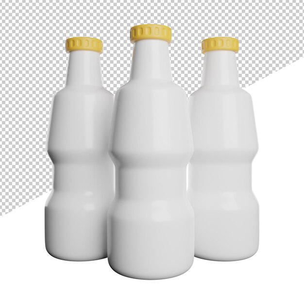 PSD illustration d'icône de rendu 3d vue de face de bouteille de lait frais sur fond transparent