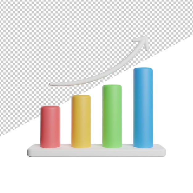Illustration de l'icône de rendu 3d vue de face de progrès de croissance statistique sur fond transparent