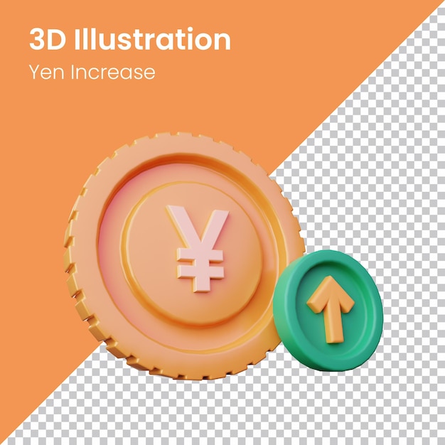 Illustration de l'icône de rendu en yen PSD 3d