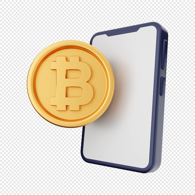 illustration d'icône de smartphone bitcoin 3d