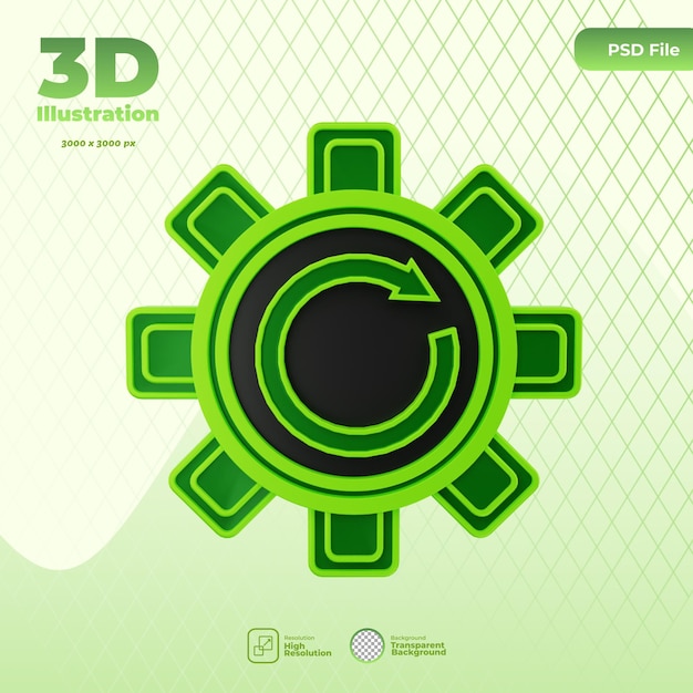 PSD illustration d'icône de technologie durable 3d