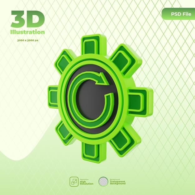 PSD illustration d'icône de technologie durable 3d