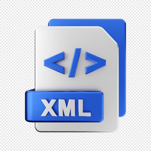 PSD illustration de l'icône de type xml au format de fichier 3d