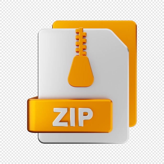 Illustration De L'icône De Type Zip Au Format De Fichier 3d