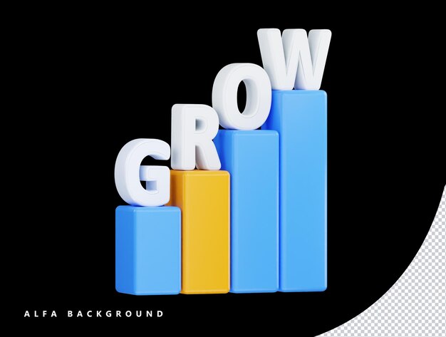 Illustration D'icône Vectorielle 3d De Croissance D'entreprise